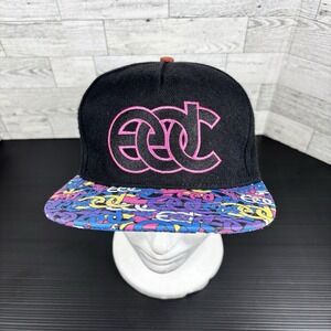 Electric Daisy Carnival EDC Hat Cap Snap Back Mens Black 20th Anniversary Logo